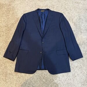 Hickey Freeman Blazer Mens 46 Regular Blue 100% Wool Two Button Made USA Jacket‎